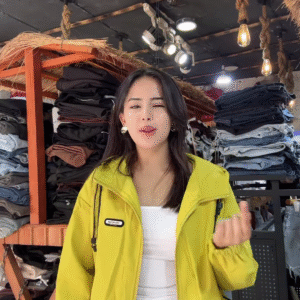 Women's Casual Zip-Up Jackets 🧥✨ – Yellow, White & Maroon Variants Styled in Rustic Store Setting