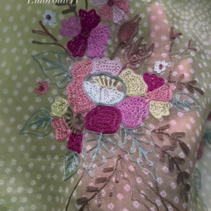 Vibrant Zari Aari Embroidered Floral Fabric