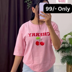 White Graphic T-Shirt with Bold Red and Car Print