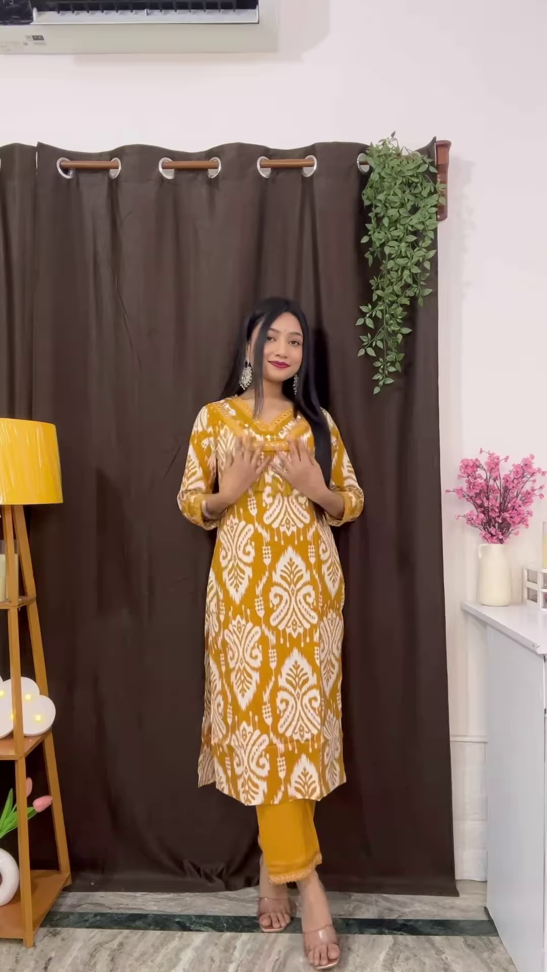 Rich Maroon Floral Ethnic Set with Flared Sleeves - Image 5