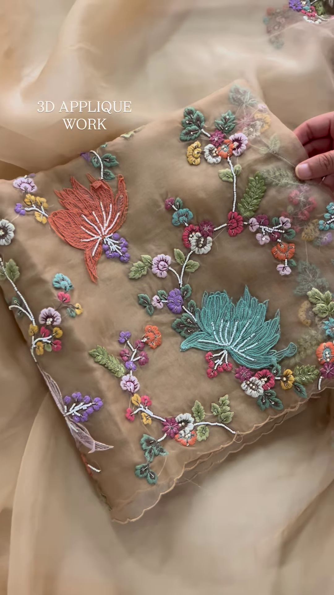 Luxurious Rose-Pink Fabric with Opulent Floral Embroidery