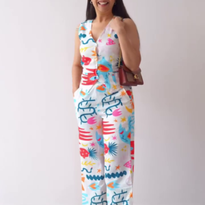 Women's Multicolor Abstract Print Jumpsuit – Sleeveless | 8-Color Summer Chic