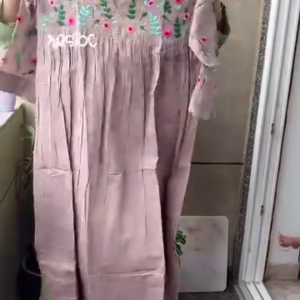 Dusty Rose Embroidered A-Line Kurti