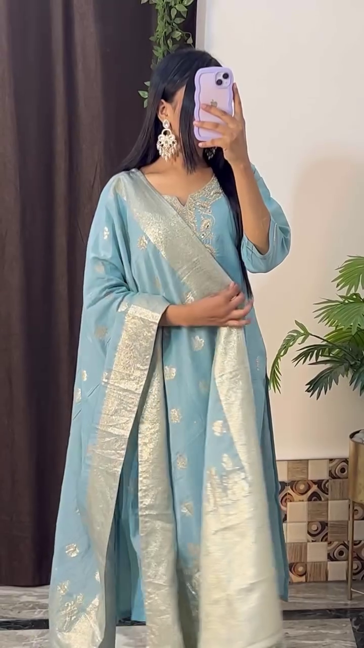 Graceful Bandhej-Style Kurta Set with Embroidery – 8 Color Options | Ethnic Wear for Women - Image 10