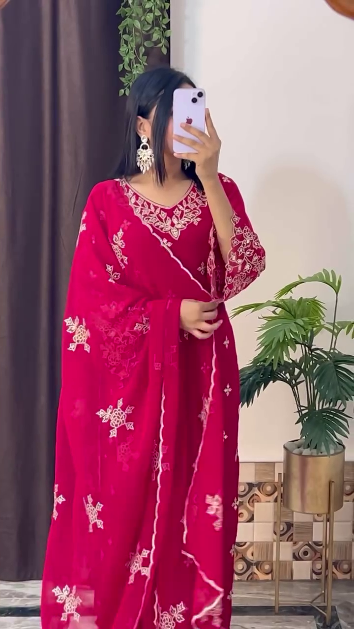 Graceful Bandhej-Style Kurta Set with Embroidery – 8 Color Options | Ethnic Wear for Women