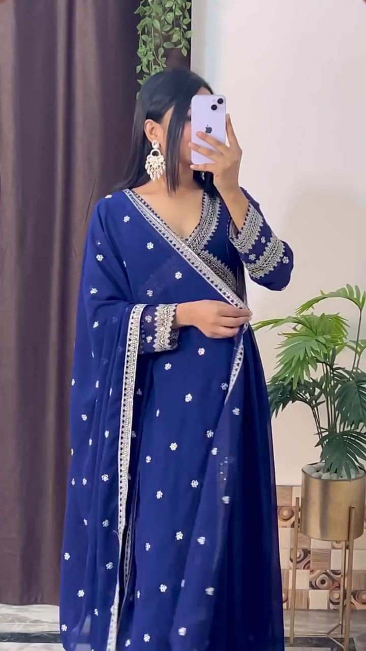 Graceful Bandhej-Style Kurta Set with Embroidery – 8 Color Options | Ethnic Wear for Women - Image 4