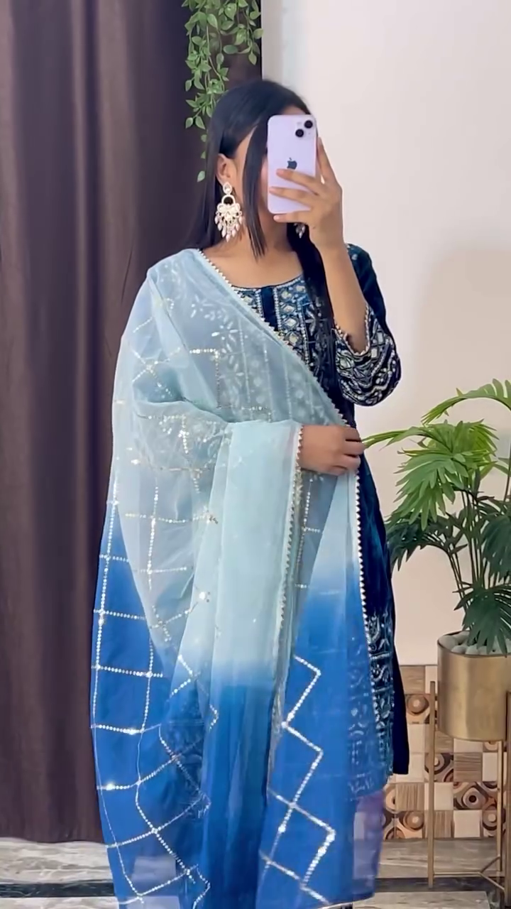 Graceful Bandhej-Style Kurta Set with Embroidery – 8 Color Options | Ethnic Wear for Women - Image 9