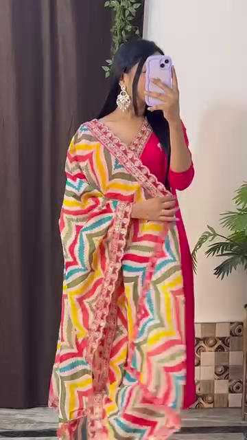 Festive Yellow Embroidered Kurta Set with Multicolor Dupatta – 10 Color Variants | Ethnic Wear for Women - Image 2