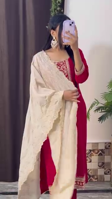 Festive Yellow Embroidered Kurta Set with Multicolor Dupatta – 10 Color Variants | Ethnic Wear for Women - Image 4