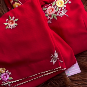 Elegant Red Embroidered Suit Set – Floral Threadwork | Festive & Ethnic Wear