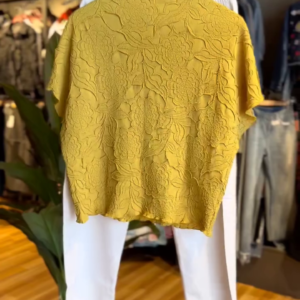 Chic Mustard Yellow Textured Top with White Pants | Stylish Casual Co-ord Set for Women