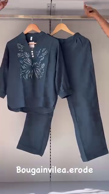 Women's Butterfly Embroidered Co-Ord Set | Soft Cotton 2-Piece Loungewear in 5 Colors - Image 2