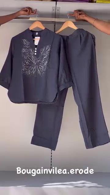 Women's Butterfly Embroidered Co-Ord Set | Soft Cotton 2-Piece Loungewear in 5 Colors - Image 3