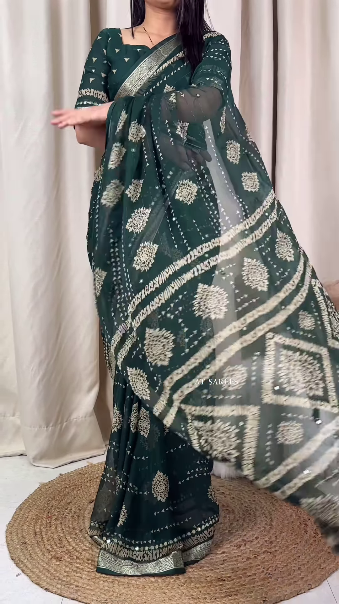 Crimson Red Georgette Bandhani Saree