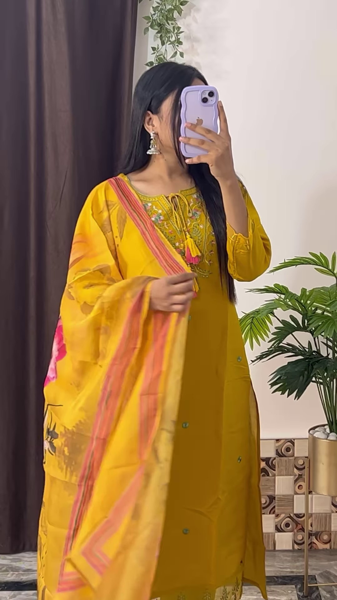 Elegant Dark Teal Green Kurta with White Floral Embroidery and Printed Organza Dupatta - Chic Ethnic Set - Image 9