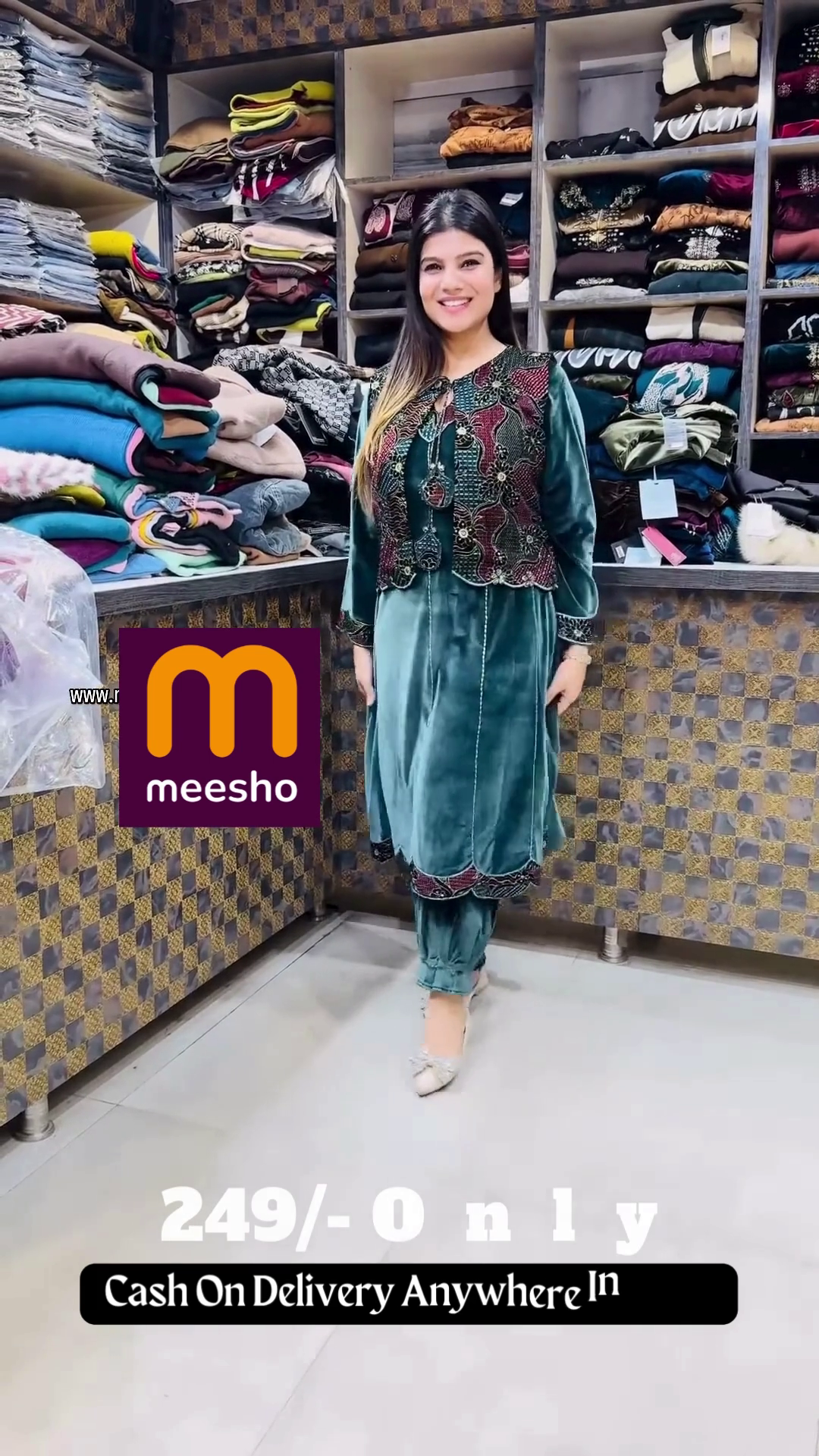 Deep Emerald Green Velvet Suit Set with Multi-Color Embroidered Koti Jacket – Premium Winter Festive Wear