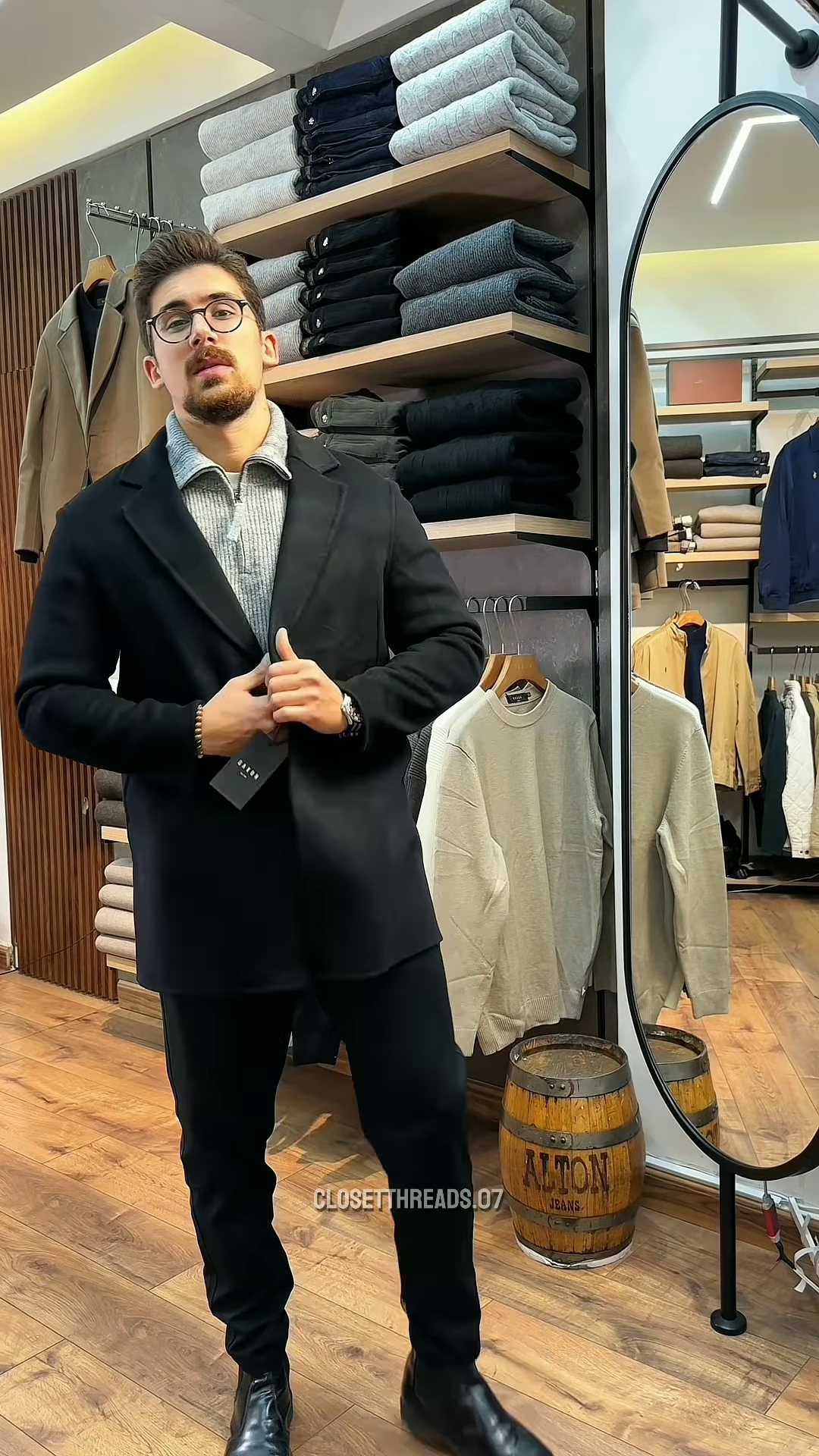 Men’s Premium Ribbed Half-Zip Sweater in Oatmeal Beige - Textured Winter Knitwear for a Polished Look150 - Image 2