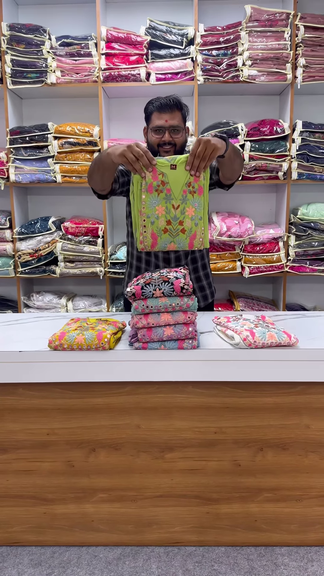 Multi-Color Floral Embroidered Kurta Collection with Mirror Work - Vibrant Boutique Suit Sets - Image 5