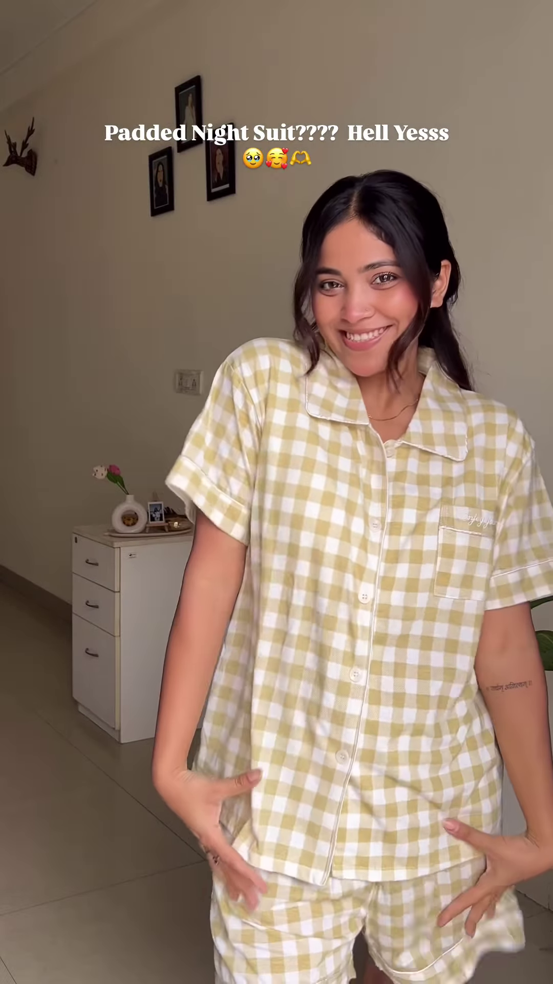 Padded Cotton Night Suit – Yellow Gingham Co-Ord Set for Ultimate Comfort & Style - Image 2