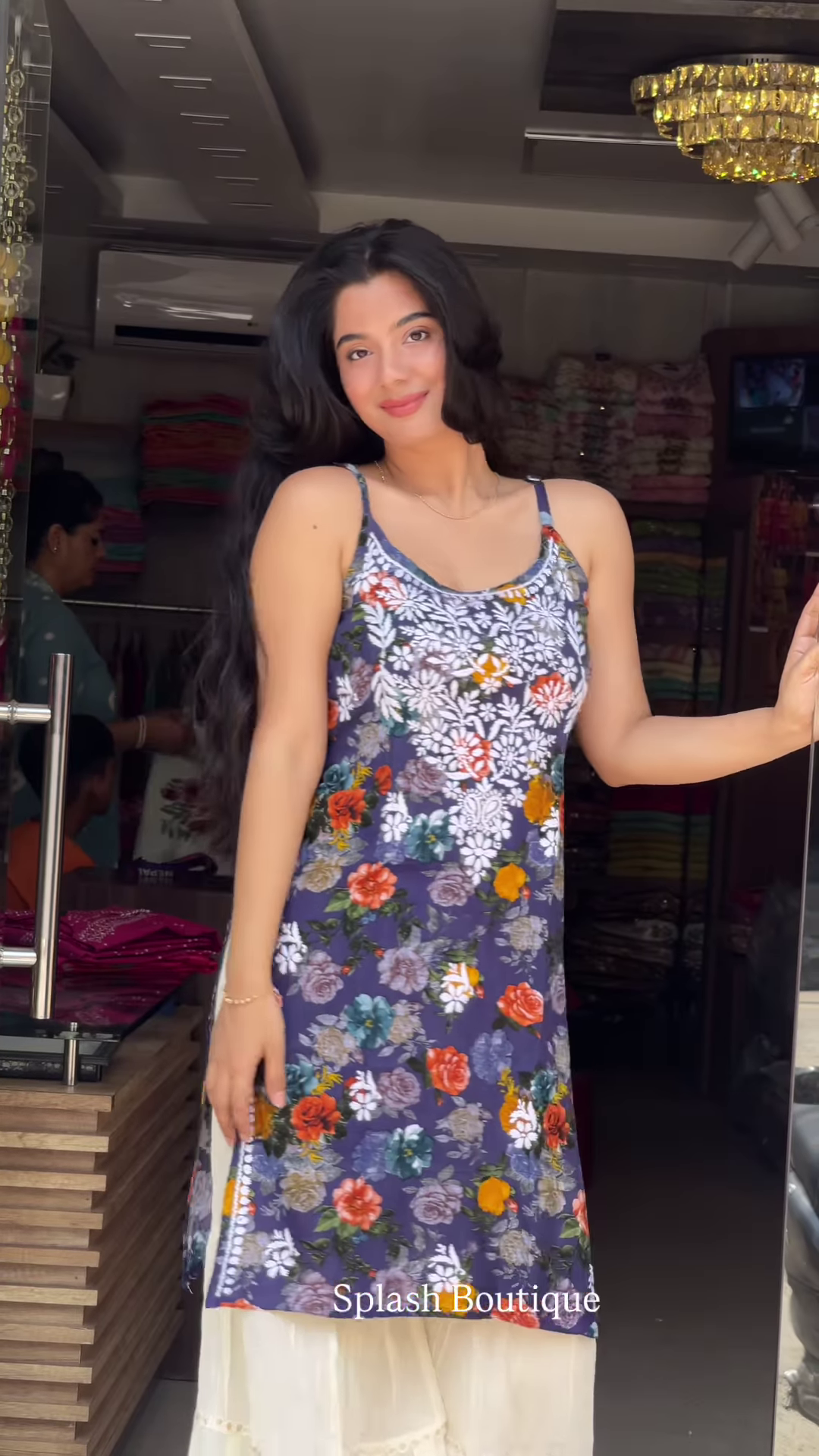 Women’s Red Sleeveless Embroidered Kurti with Cream Wide-Leg Bottom – Elegant Boutique Ethnic Ensemble - Image 4