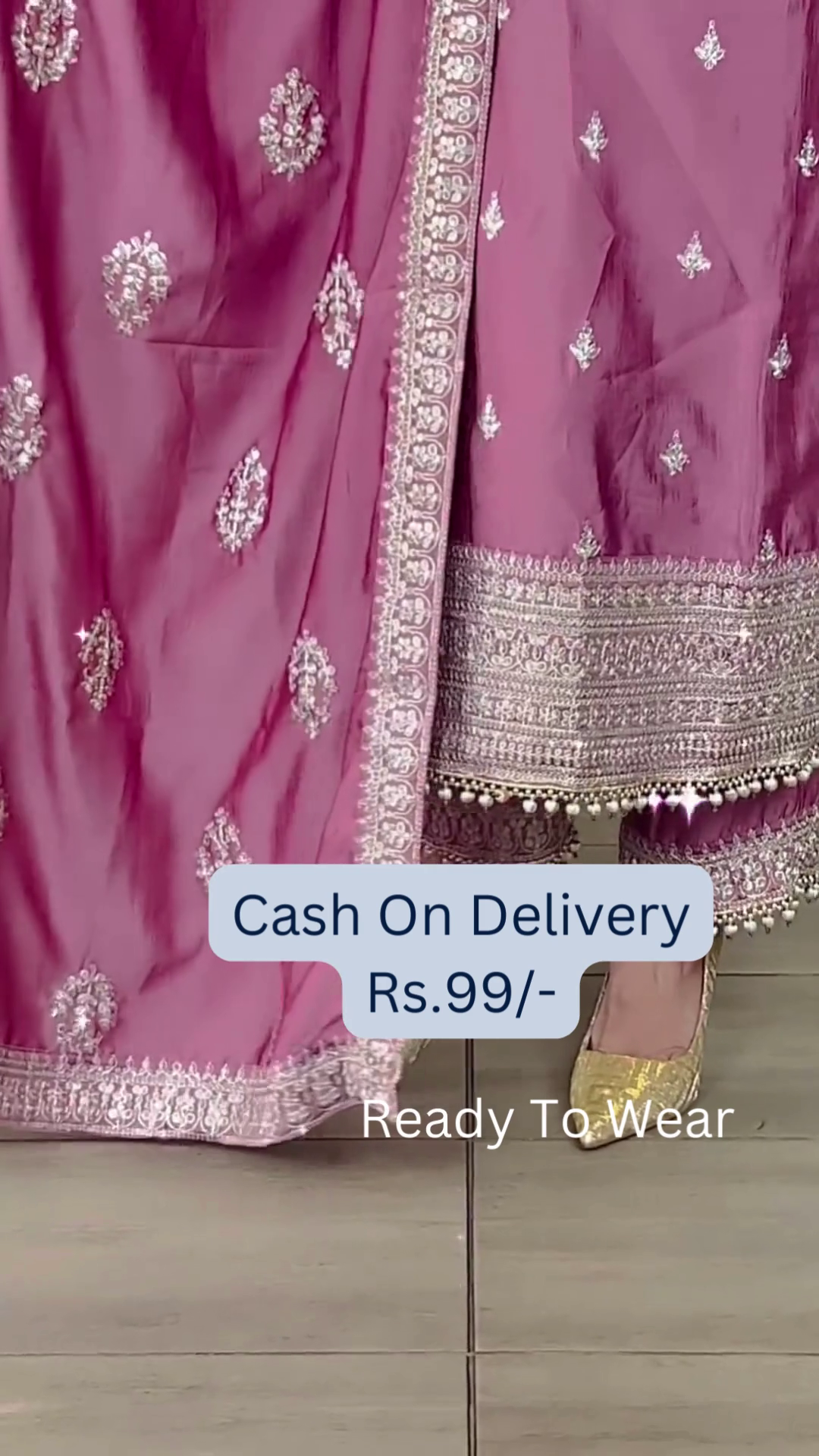 Lavender Grace: Embroidered Silk Suit Set