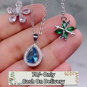 Elegant Sterling Silver Pear-Shaped Blue Gemstone Pendant Necklace with Crystal Halo