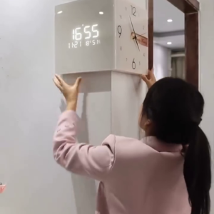 Modern Multifunctional Digital and Analog Wall Clock with Temperature and Humidity Display