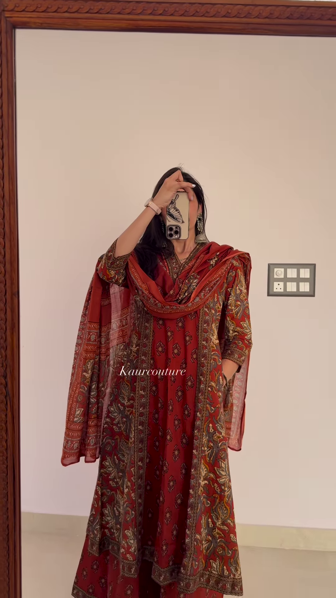 Elegant Women's Olive Green Printed Kurta Palazzo Set with Embellished Neckline and Dupatta - Image 2