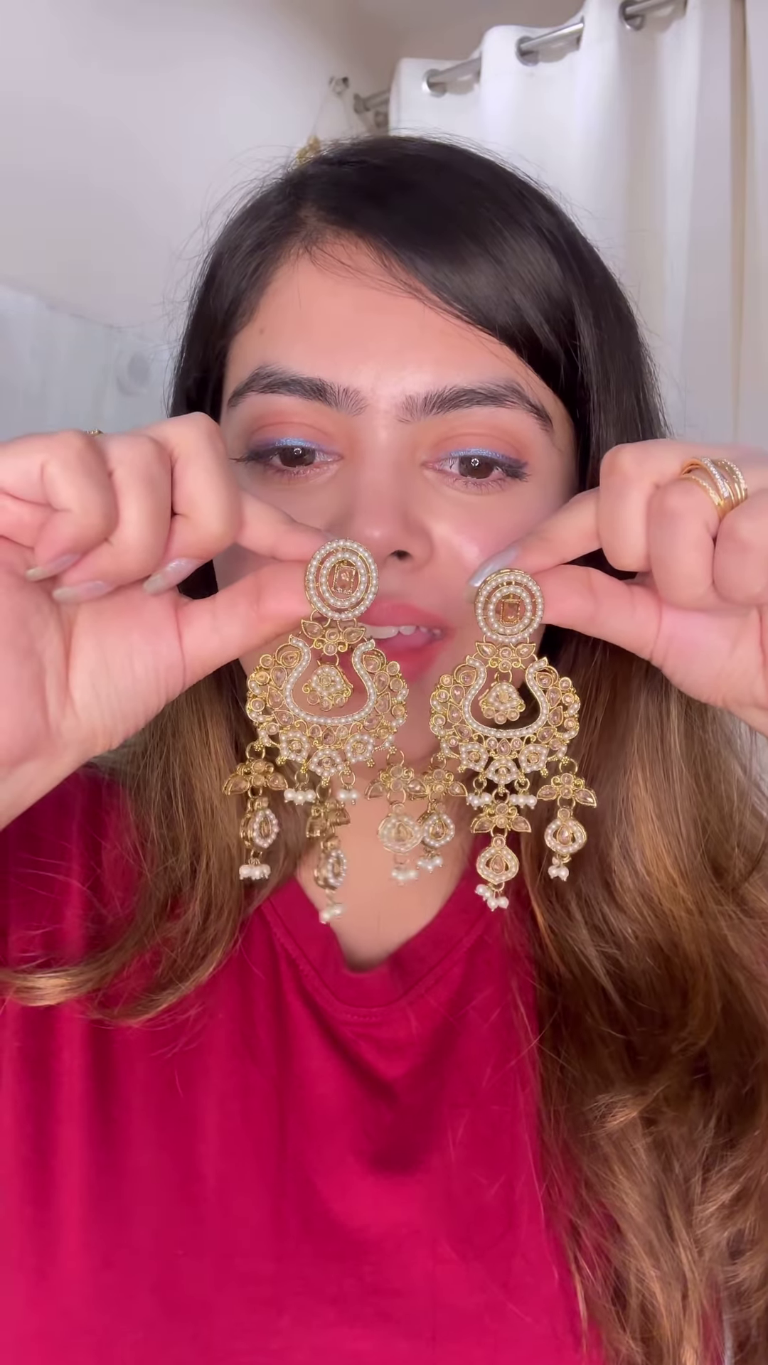 Ornate Gold-Toned Kundan Choker Necklace with Cascading Pearl Drops - Image 4