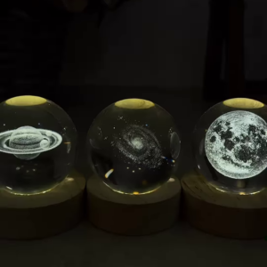 Glowing Crystal Ball Night Lights with 3D Space Designs - Planets and Galaxy