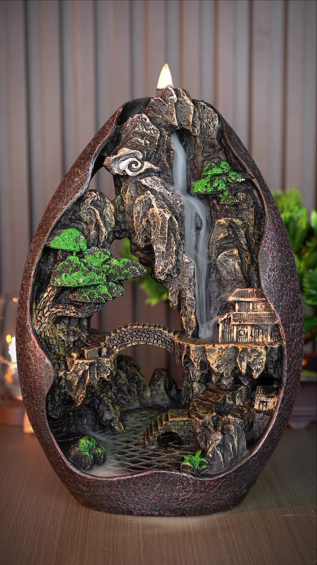 Backflow Incense Burner with Mountain Landscape and Waterfall Effect - Image 3