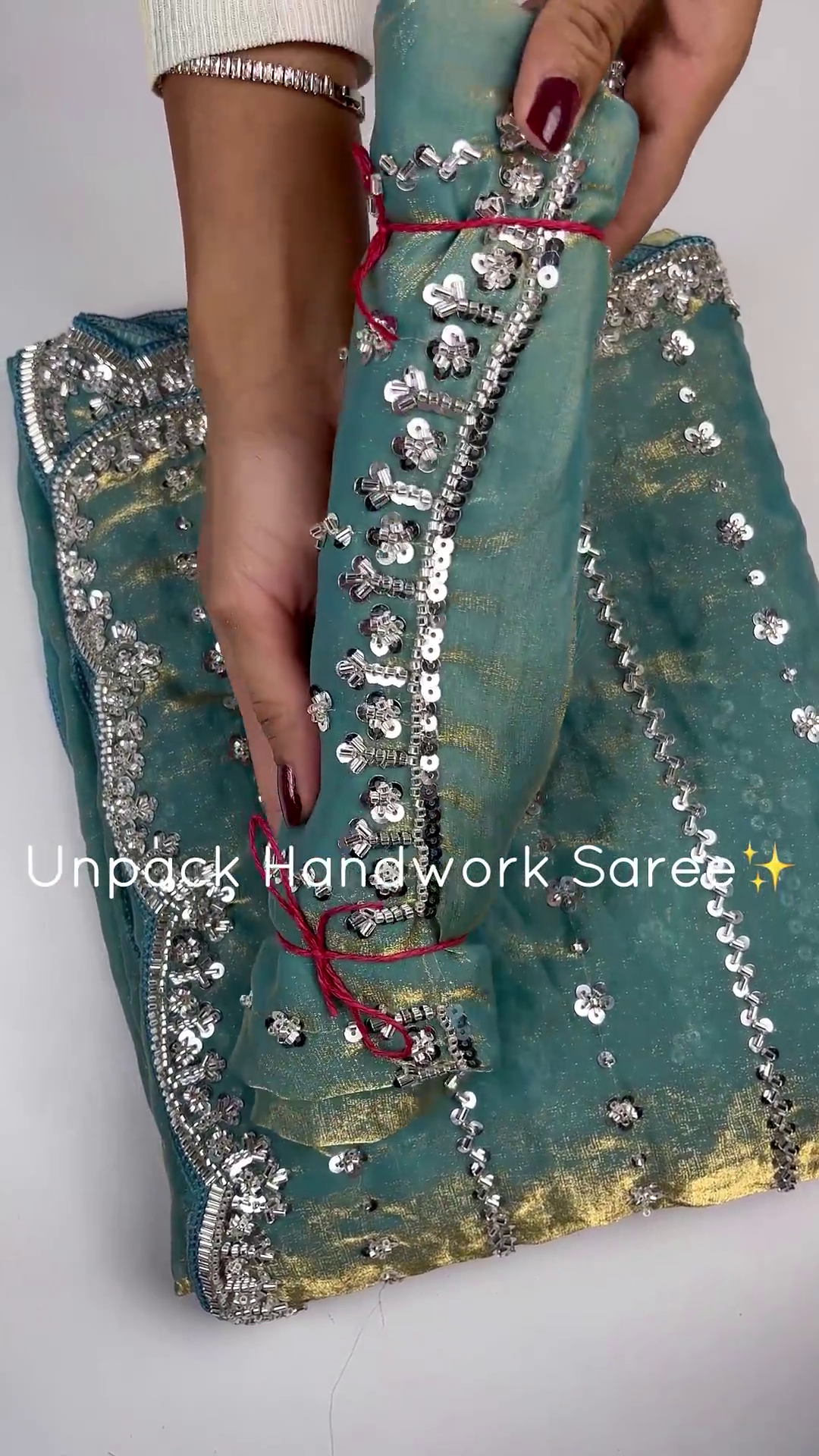 Premium Handwork Partywear Sequin Embroidered Saree