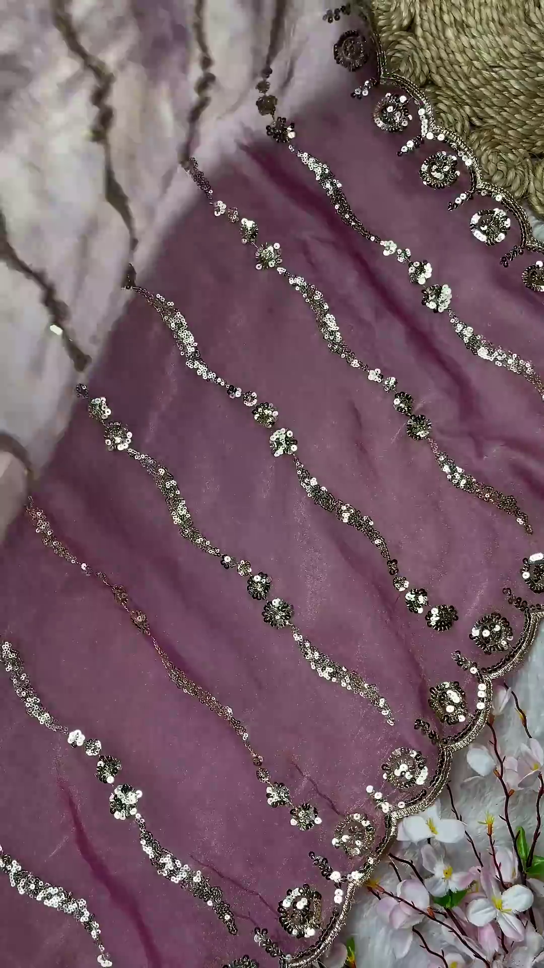 Dusky Rose Mauve Embellished Designer Blouse - Image 2