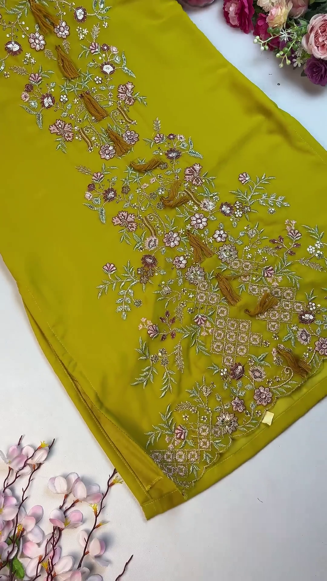 Luminous Cream Embroidered Anarkali with Floral Artistry - Image 2