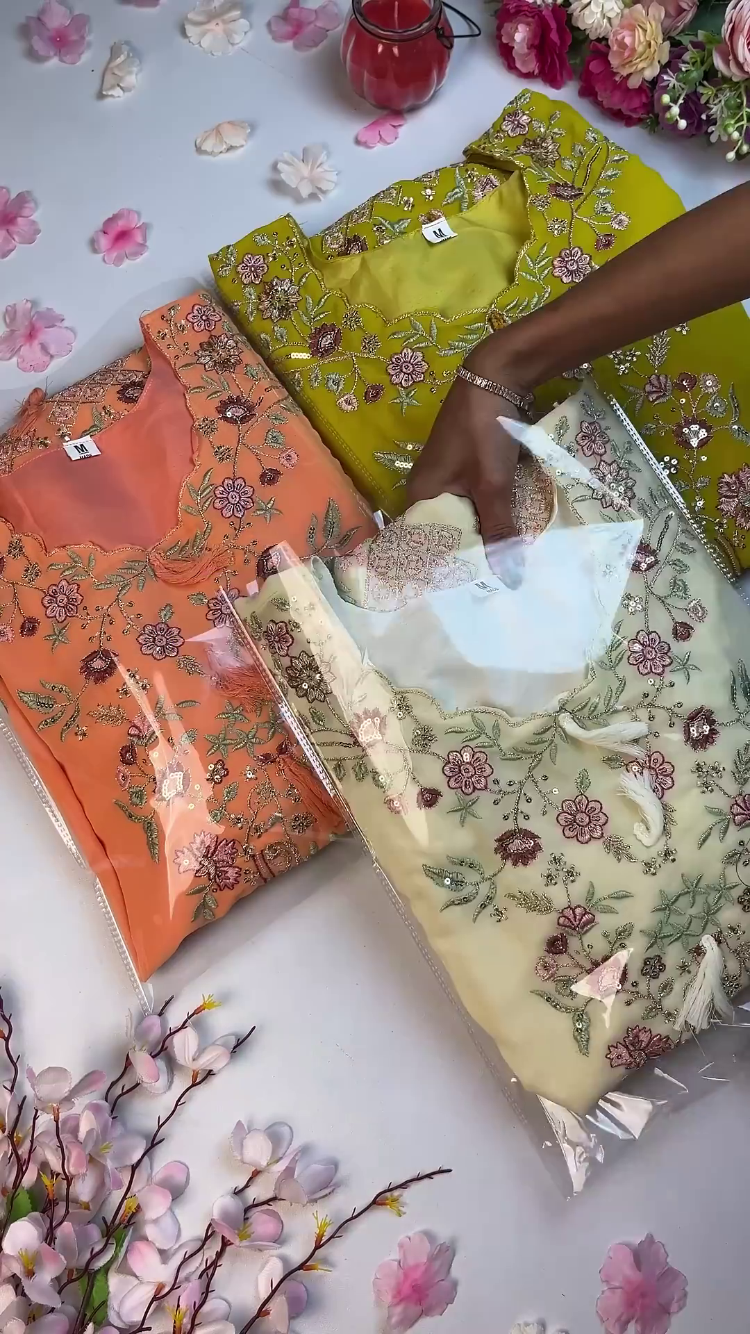 Luminous Cream Embroidered Anarkali with Floral Artistry - Image 3