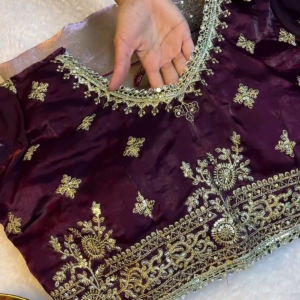 Luminous Rose-Gold Sequin Scalloped Dupatta