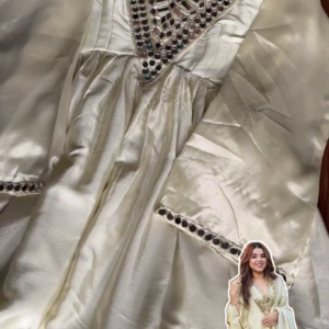 Luminous Cream Mirror-Work Sharara Set