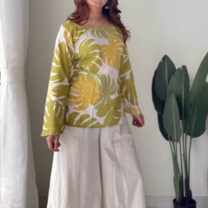 Boho-Chic Floral Tunic and Flared Palazzo Set