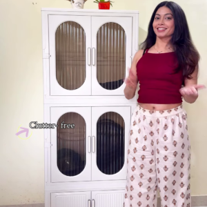 Portable & Movable Clutter-Free Wardrobe with Fluted Arched Doors